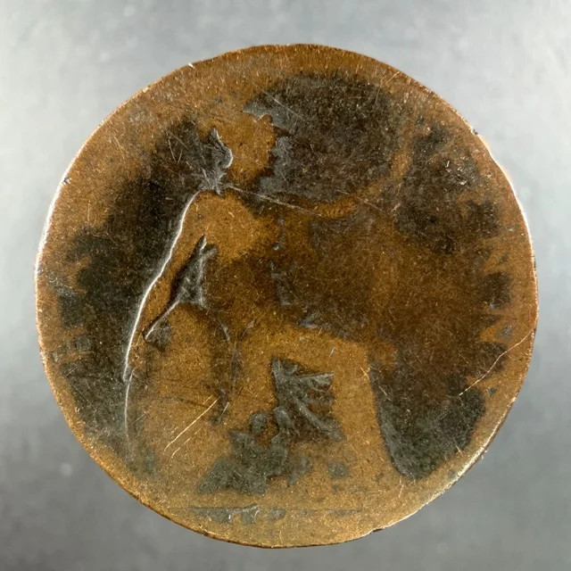 Great Britain Half Penny Heavily Circulated Damaged