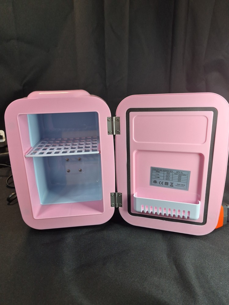 Personal Chiller Mini Fridge Small Space Cooler Pink Works Perfect For Drinks.