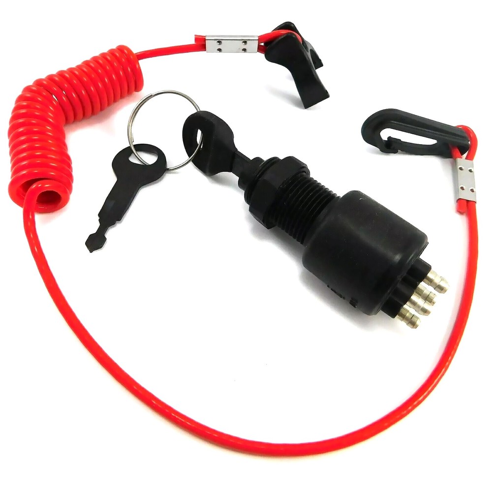 Durable Ignition Key Switch w/ Safety Lanyard Replacement Part for Johnson Boat