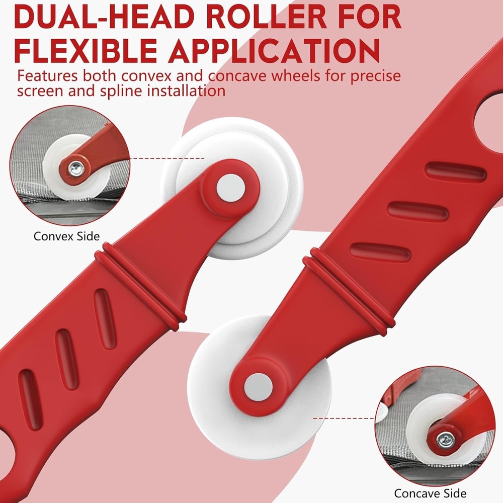 Window Screen Roller Tool Set with Spline Removal Hook 2-Piece Screen