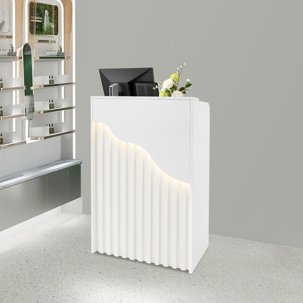 Modern LED Reception Front Desk Checkout Reception Counter with Lockable Drawer