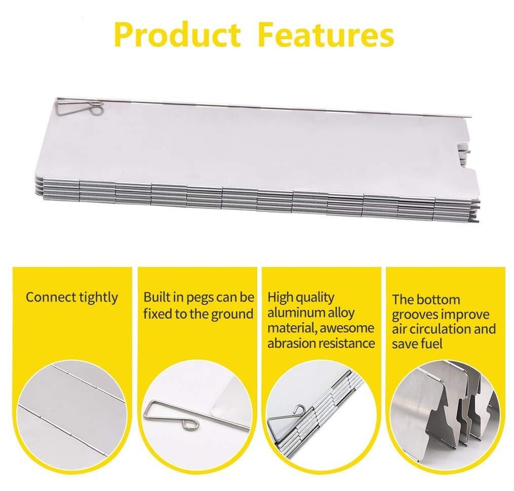 Lightweight Camping Stove Cooker Windshield Screen Folding Wind Screen Fold US