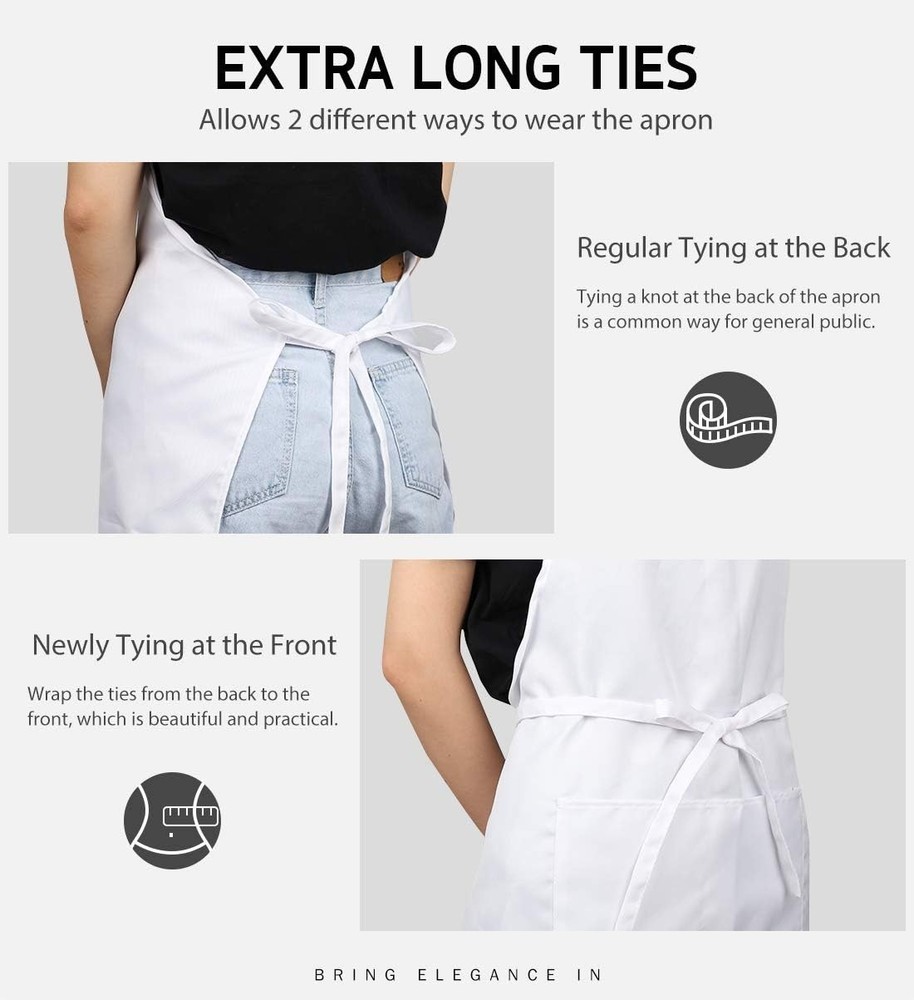 Syntus 12 Pack Bib Apron, Unisex Aprons Adjustable Thicker Version Waterdrop Res