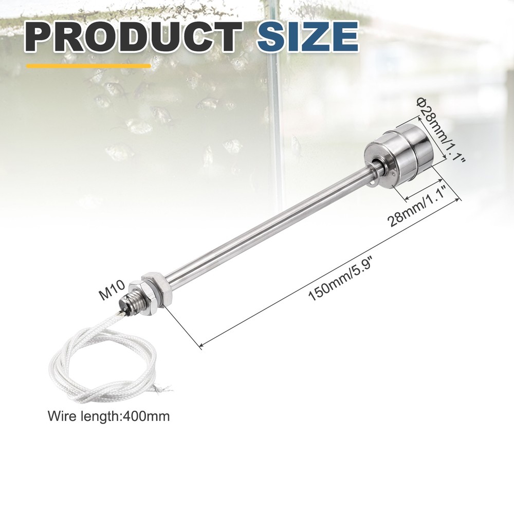 Float Switch 150mm Rod 0.5A Vertical Single Float for Pump/Alarm 1 Pcs