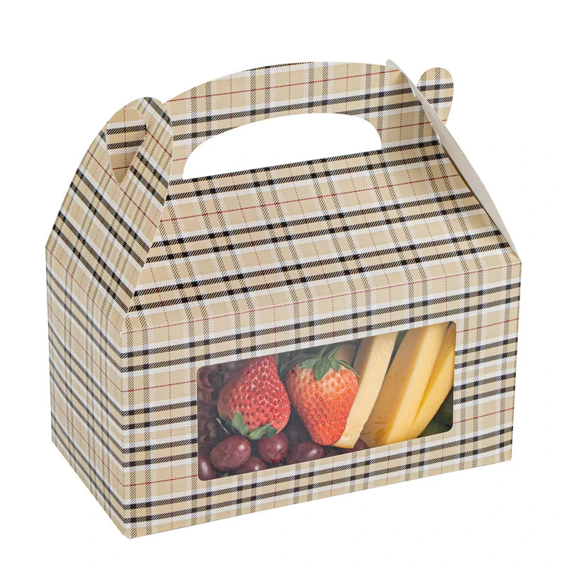 100Pcs -Restaurantware Plaid Gable Box / Take Out Container w/Window - 9.5" x 5"