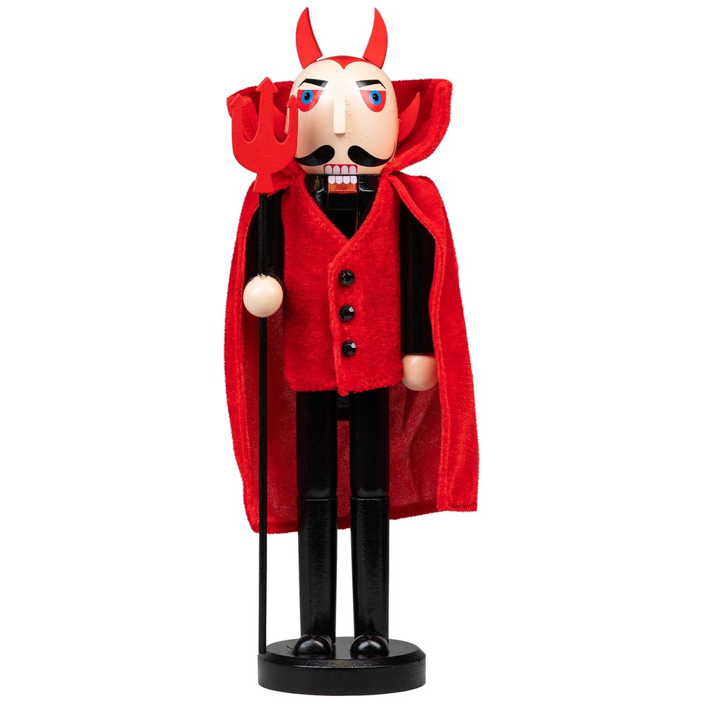 Northlight 14" Red Devil Wooden Halloween Nutcracker Holding a Pitch Fork