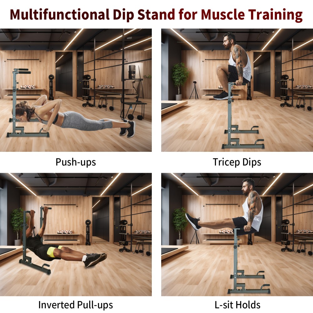 Heavy Duty Power Tower Dip Station Adjustable Height for Versatile Workouts