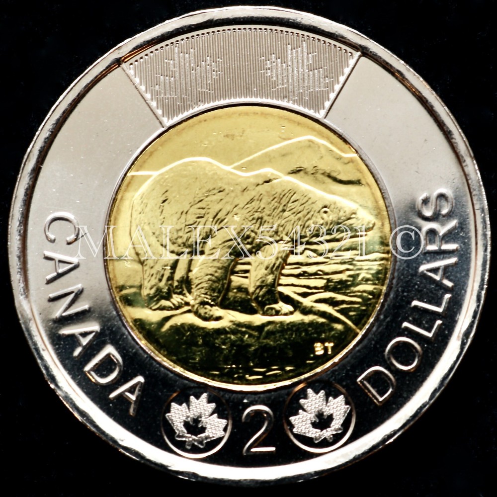 🇨🇦​ CANADA 2014 POLAR BEAR 2 DOLLARS UNCIRCULATED FROM MINT ROLL