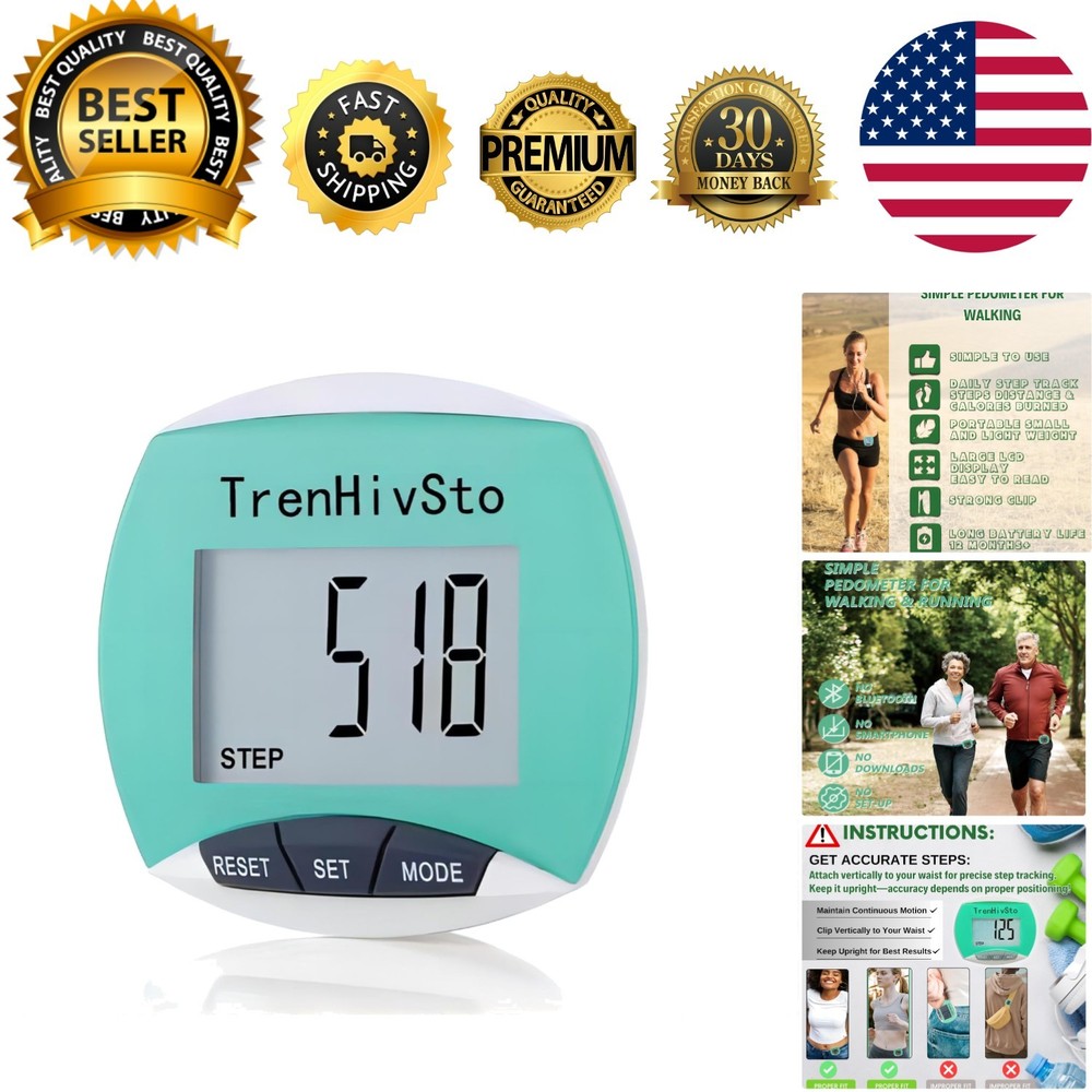 User-Friendly Clip-On Pedometer for Accurate Step Tracking - Lightweight Design