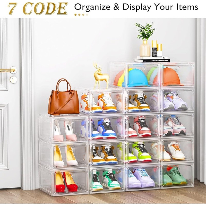 Shoe Organizer Clear Stackable Storage Box Set Easy Assembly Home/Gifts New