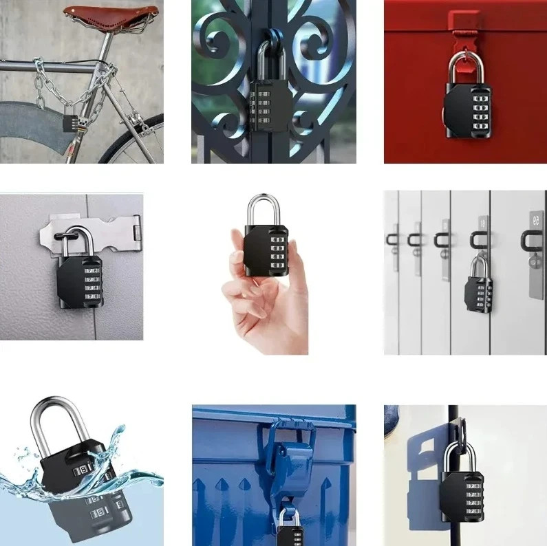 1 pc 4 Digit Resettable Combination Padlock Waterproof Heavy Duty Lock