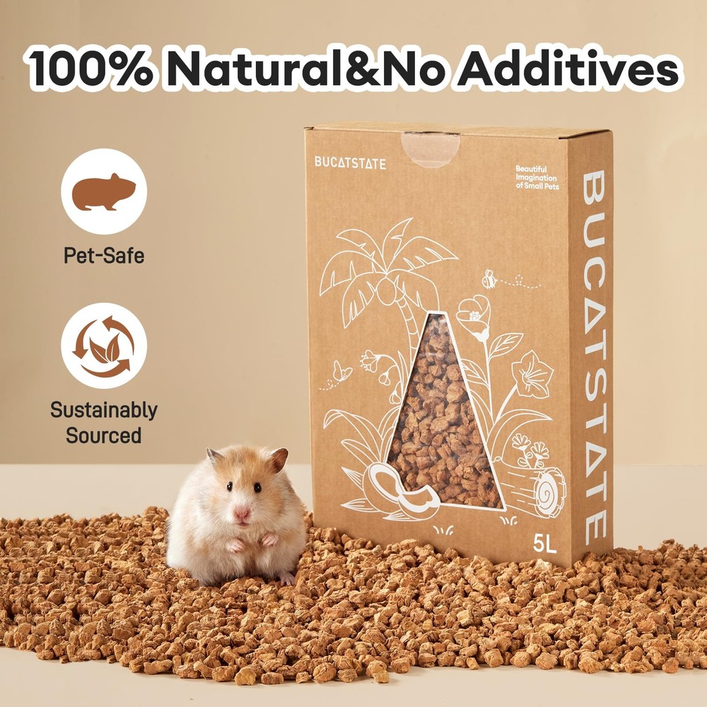 Cork Bedding 5L Natural Hamster Odor Control Substrate Hideout Box 45mm