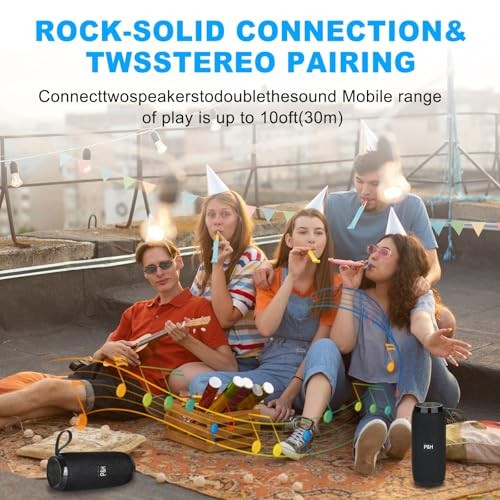 Small Portable Bluetooth Speaker, 10W Loud Stereo Sound, Small Wireless