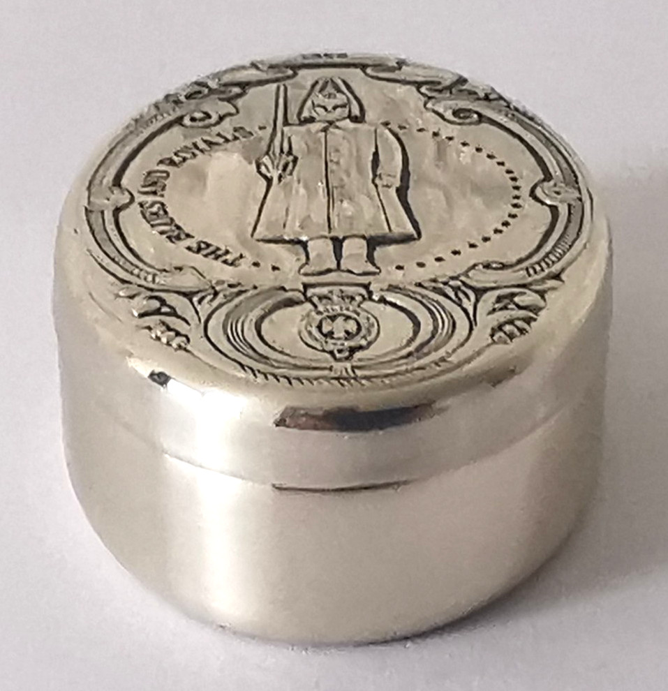 Vintage Solid Silver Guards Regiments Box - Blues & Royals - London 1979.