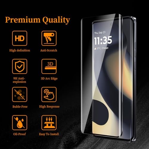3 Pack Screen Protector for Moto Edge 2024, UltraClear, 9H Hardness, Bubble