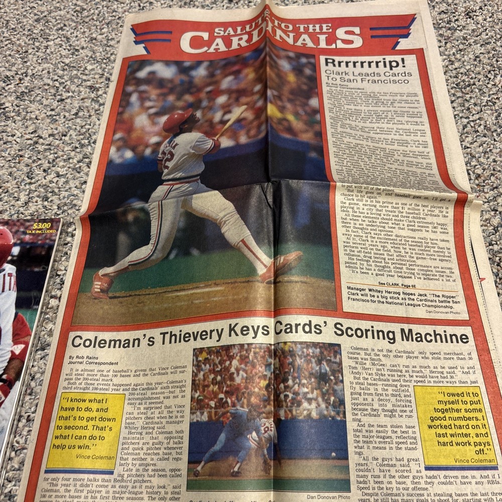 1987 St. Louis Cardinals NLCS Program, Ticket & Newspaper
