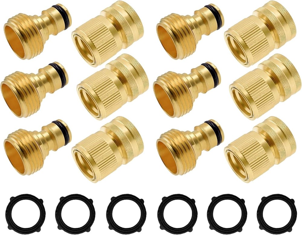 Garden Hose Quick Connector, Solid Brass 3/4 Inch GHT Thread Garden