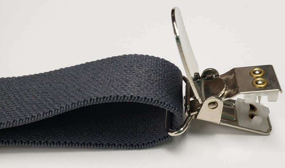 1" Dress Suspenders X-Back Double Locking Pin Adjustable GRAY