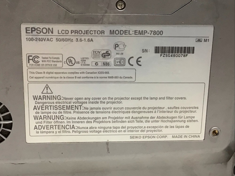 Epson LCD Projector Model Emp-7800