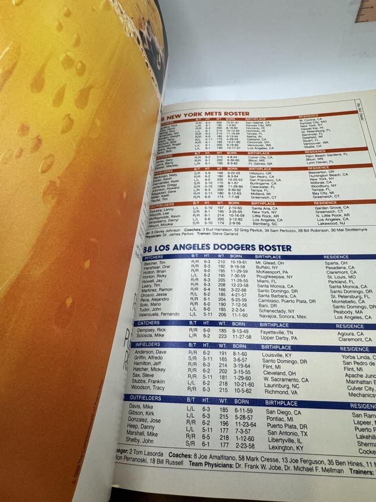 1988 World Series, Major League Baseball, Official Program