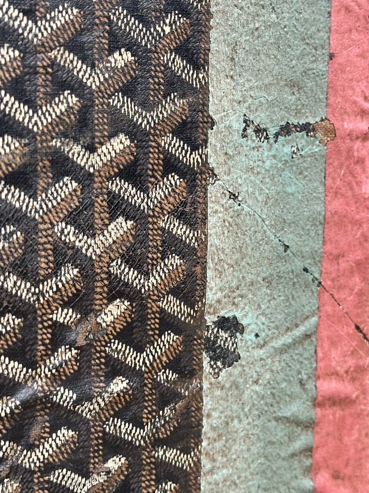 Antique Goyard Hat Cube Trunk Chevron Pattern