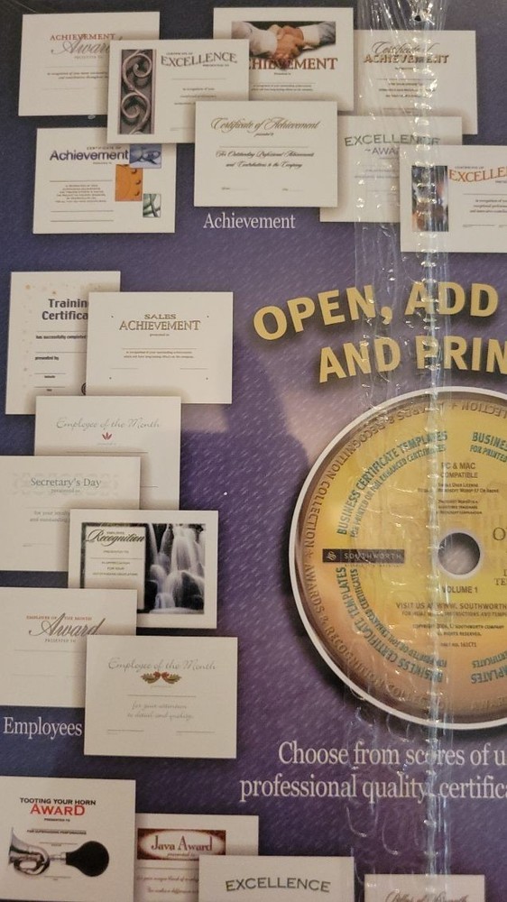 CERTIFICATE MAKER KIT PAPER AND TEMPLATE CD AND EXTRA PAPER