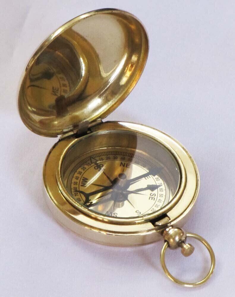Maritime Brass Compass Nautical Push Button Pocket compass Best Gift Item