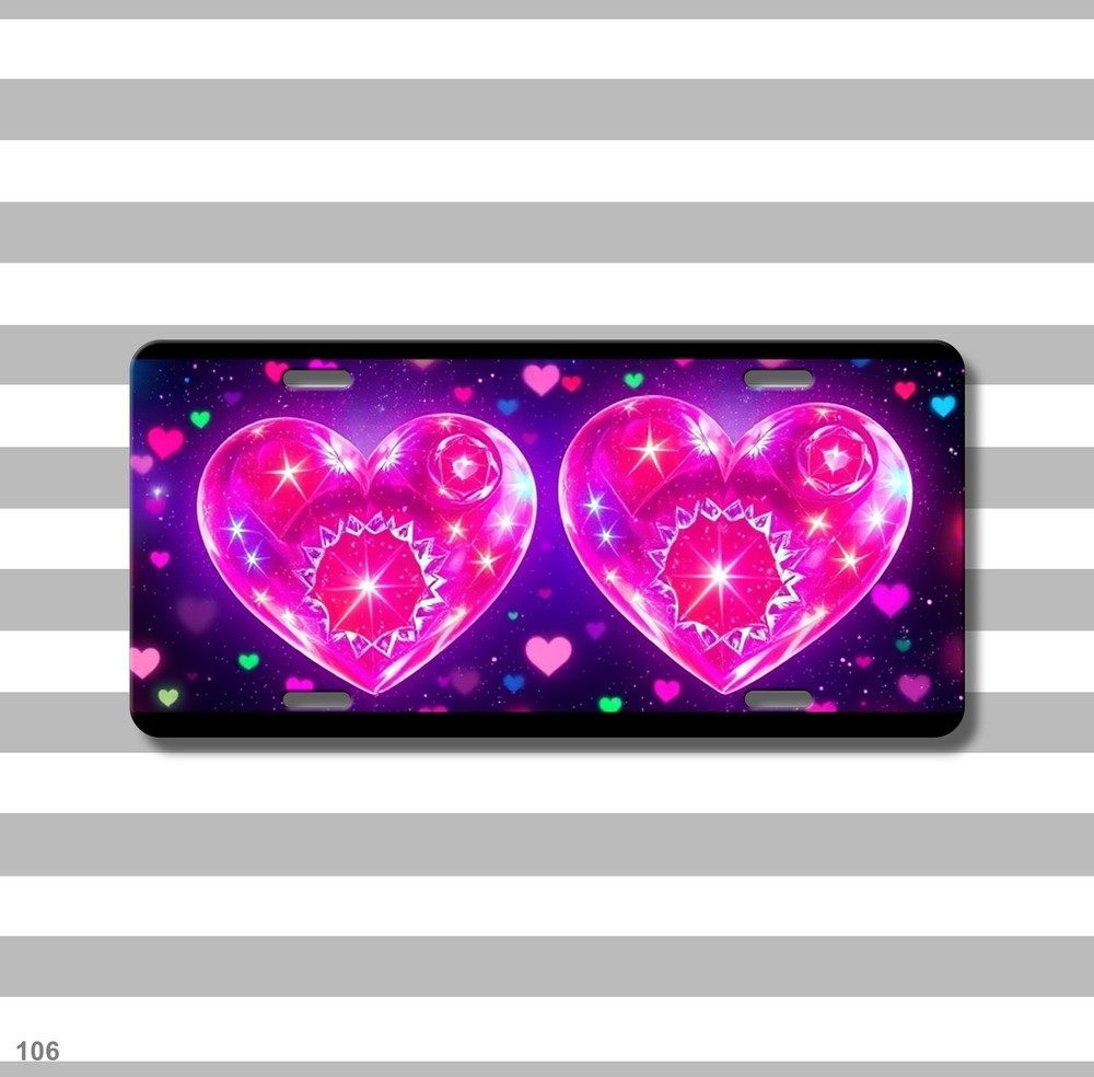 Stylish Hearts License Plate Customizable Car Tag Unique Gift
