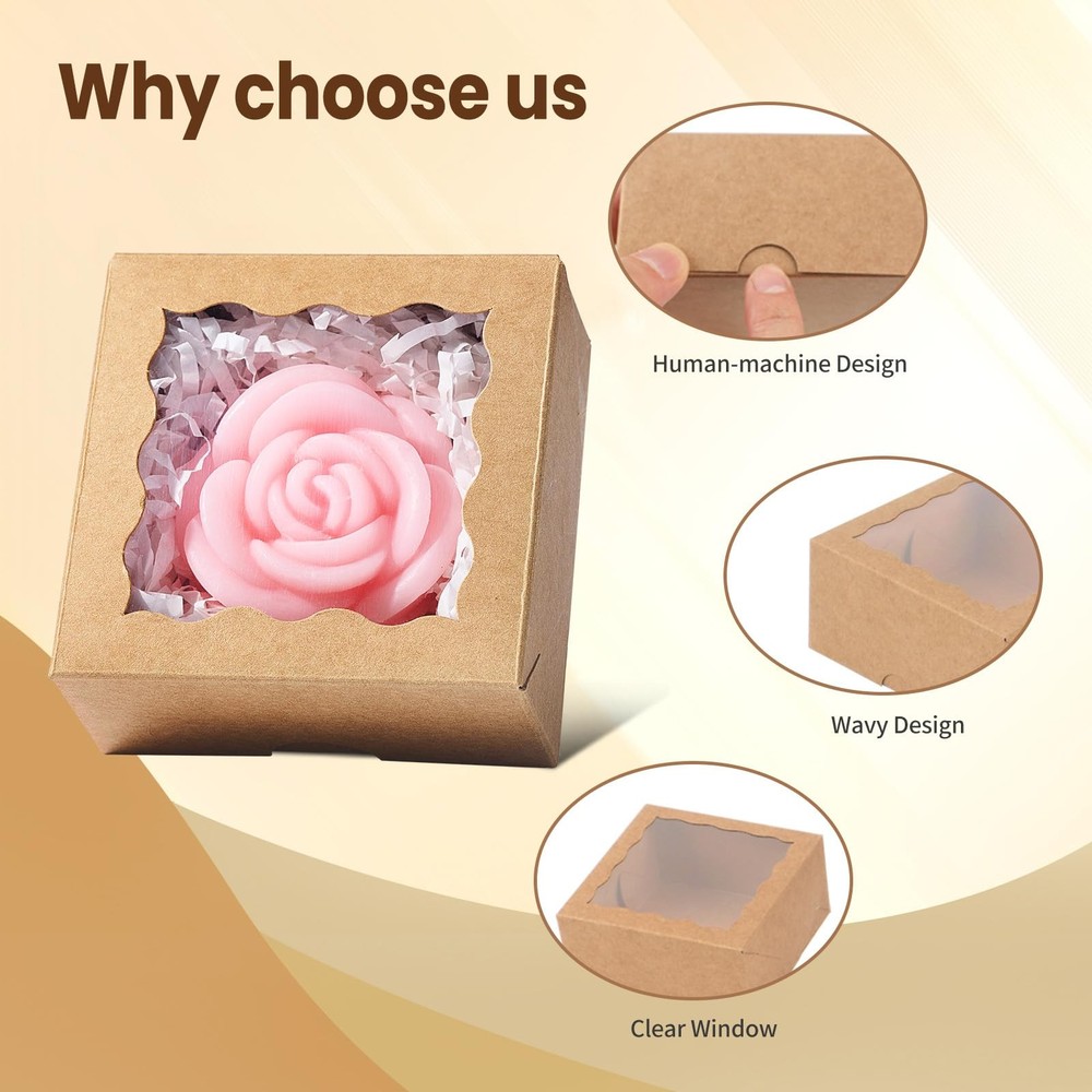 3 ¼" x 3 ¼" x 1 ½" 100PCS Cookies Boxes Soap Chocolate Truffle Boxes for 4, M...