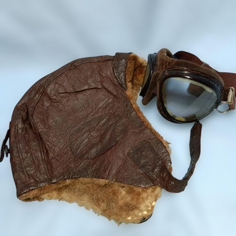 Authentic Japanese Navy winter flight cap and flight glasses