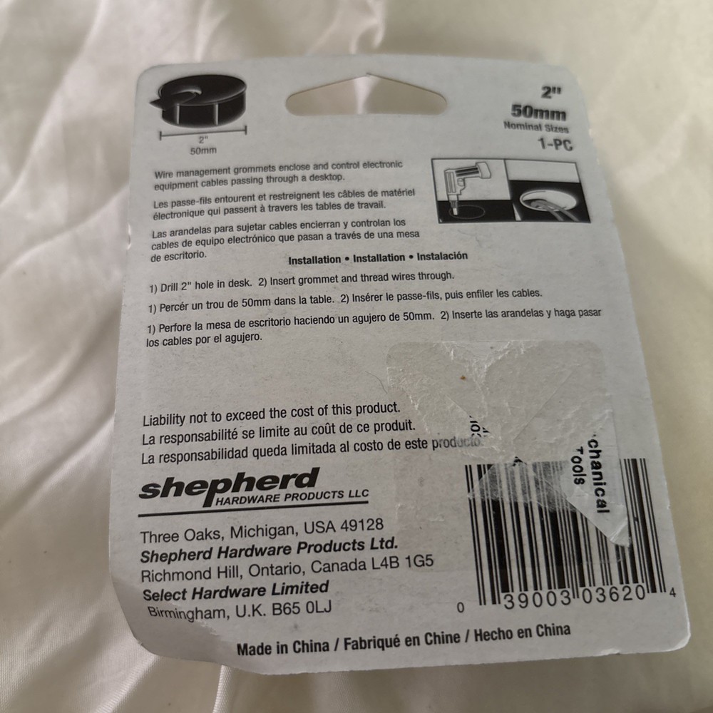 Shepherd 3620 2" Black Desk Grommet