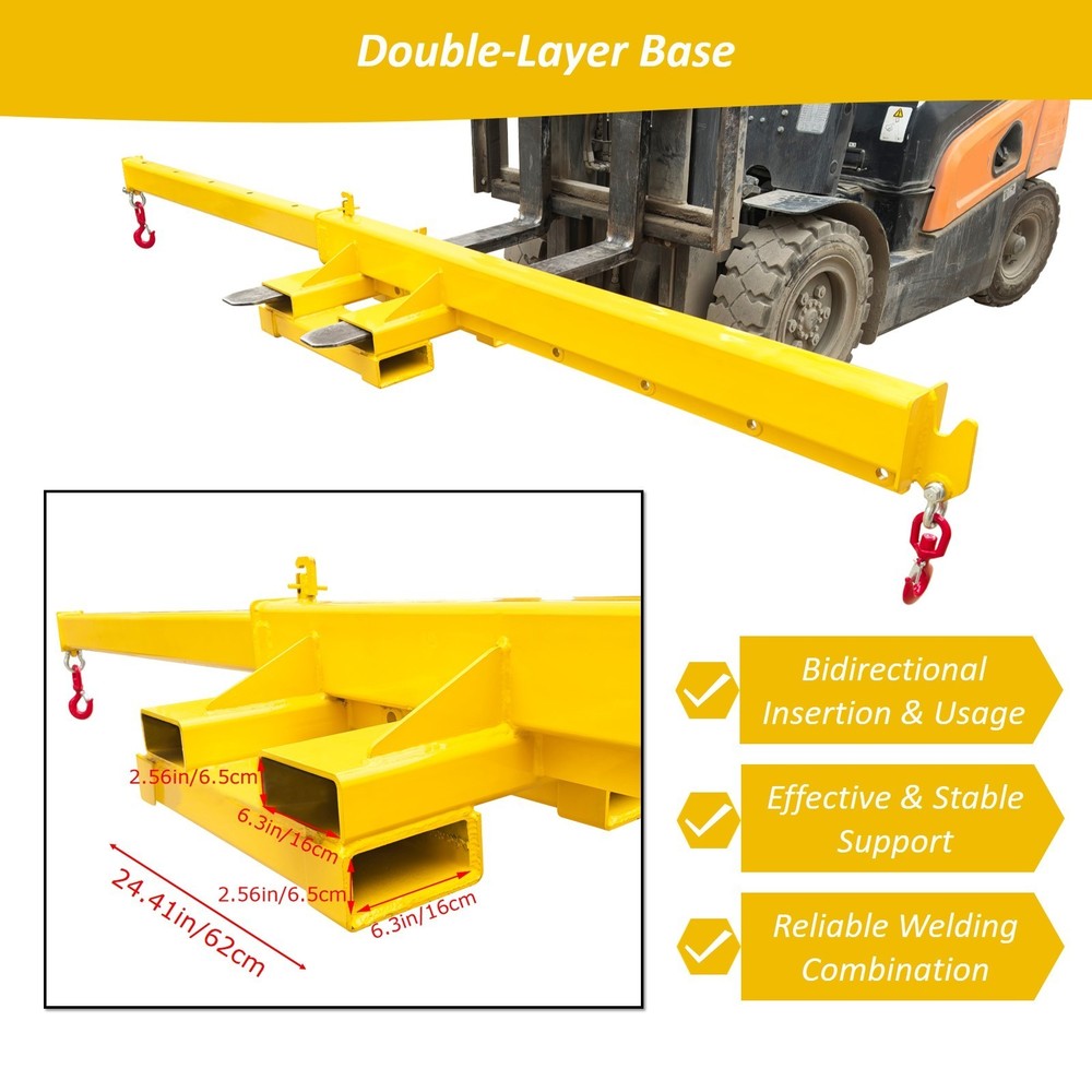 1 PC 6600 lbs Forklift Mobile Crane Forklift Crane Attachment Dual-use Lifting