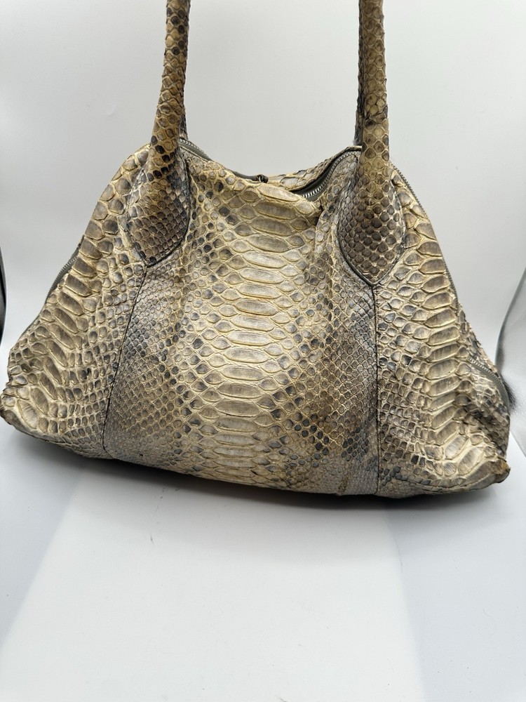 ADRIANA CASTRO PYTHON SNAKESKIN HOBO TOTE SHOULDER HANDBAG