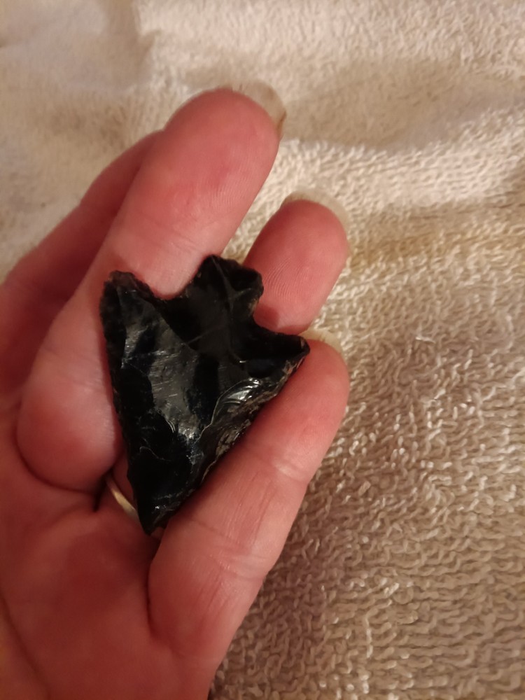 Black Obsidian Flint Knapped Arrowhead Modern Native American Style