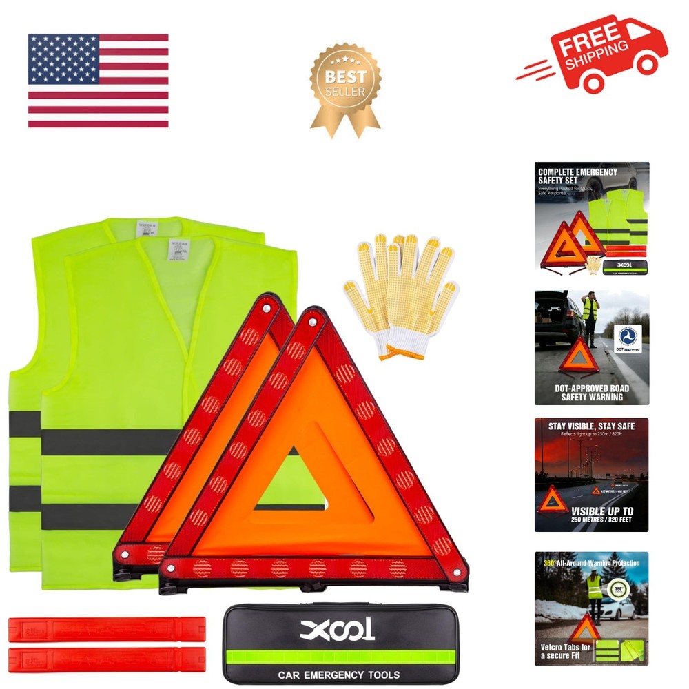 Emergency Warning Triangle Kit – Roadside Safety Kit with Reflective Warning ...