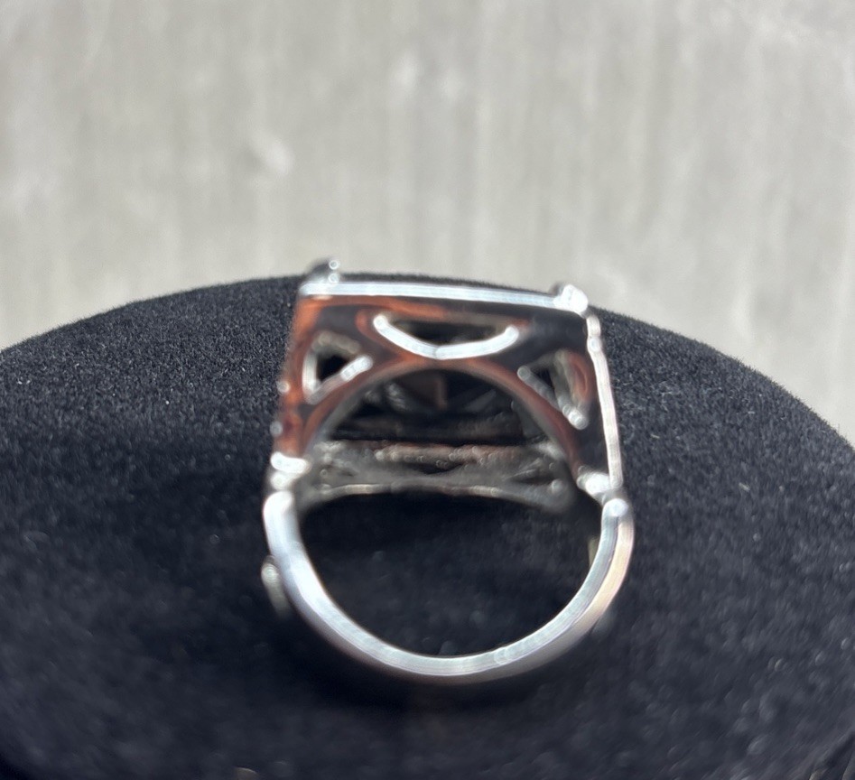 Silver Ring with Large Black Square Stone