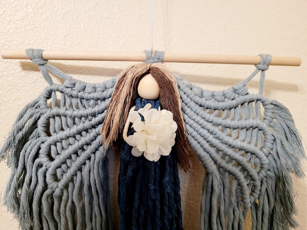 Macrame Handmade Wall Hanging Decor Crocheted Angel Doll Made From Cotton Thread