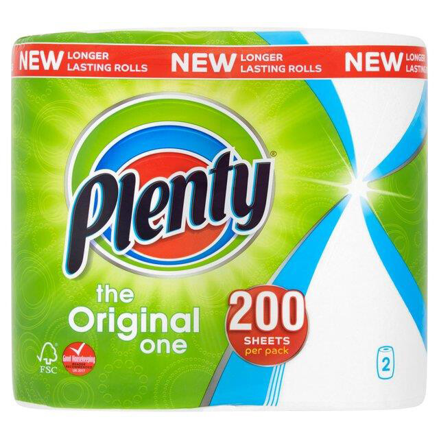 Plenty Double Kitchen Roll 100 Sheet Roll Reference BOUNTYN [Pack of 2]
