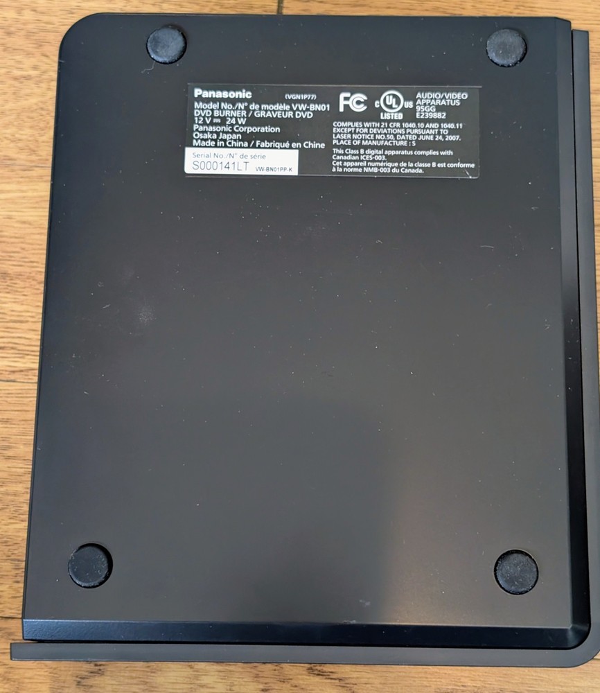 Panasonic VW-BN01 External DVD Burner Complete With Manual, AC Adapter, Box EUC