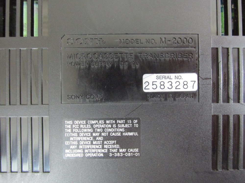 Sony Microcassette Transcriber M-2000 FOR PARTS
