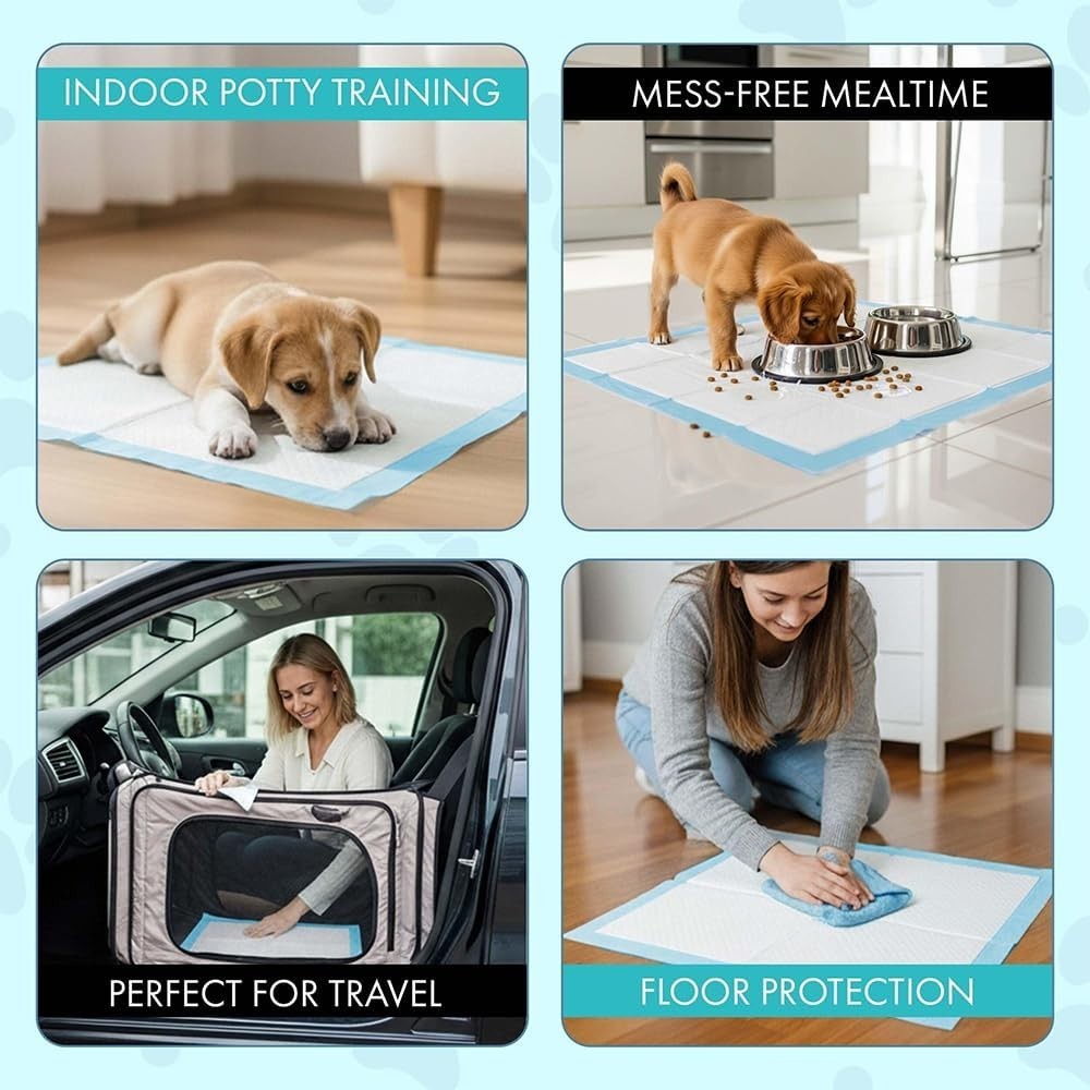 Extra Large Leak-Proof Pet Pads - 100 Count, Super Absorbent for Puppy Training