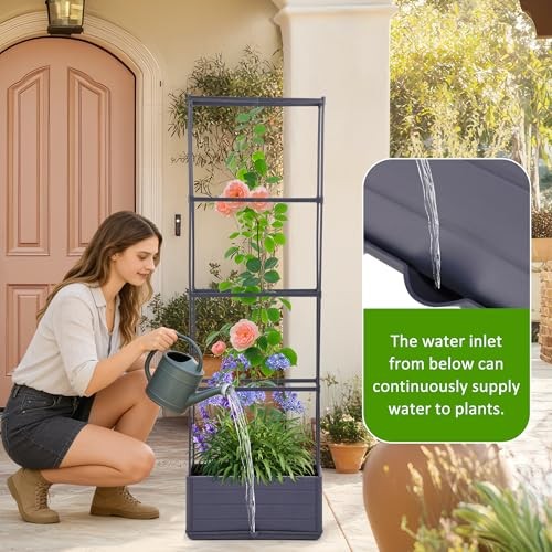 GENMOUS 2 Pack Raised Garden Bed, 4 Tier Rectangular Tomato Planter Box with