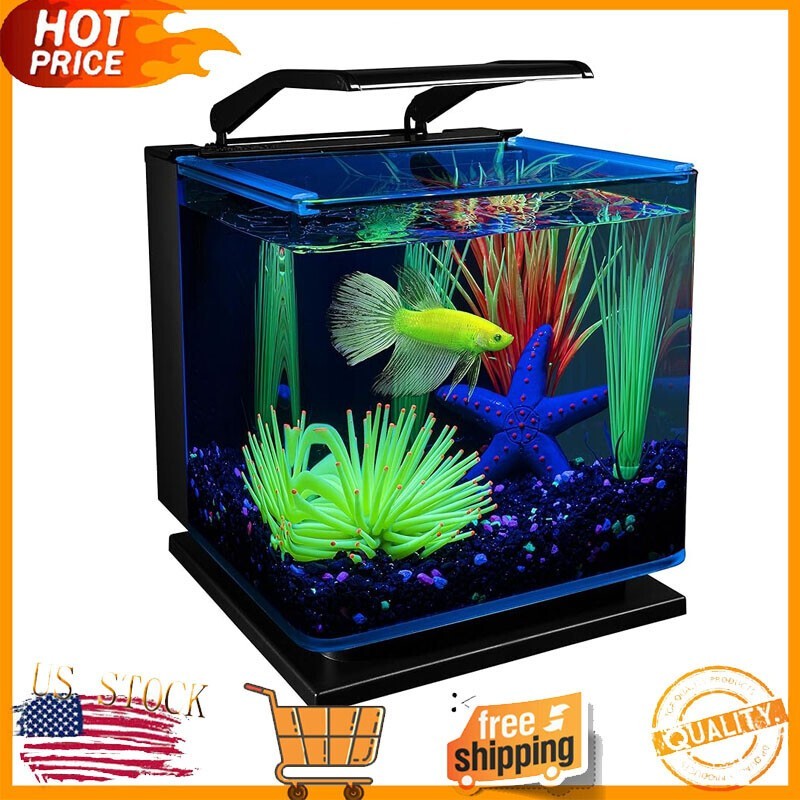3 Gallons Betta Shadowbox Aquarium Kit w/ LED Lighting System Tabletop Display