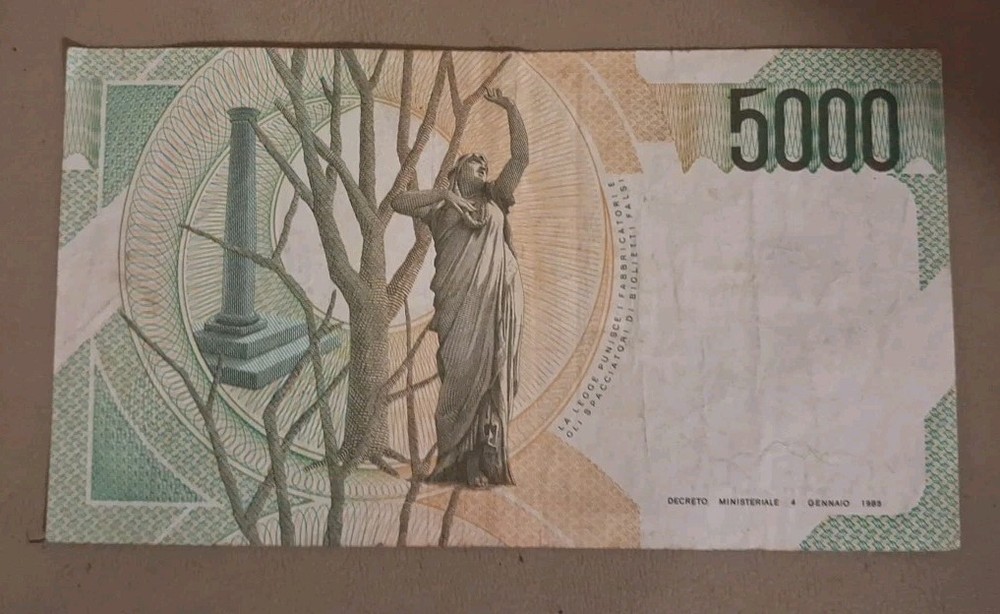 1985 Italy 5000 Lire Note