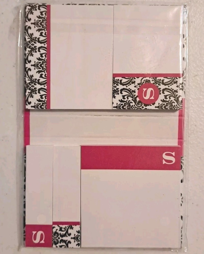 Adhesive Notes Monogrammed S Sticky Desk Paper Foldable Various Sizes 250 Sheets
