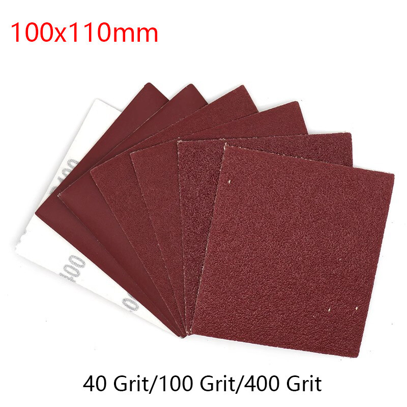 100x110mm Red Sanding Sheets Pad Hook and Loop 40-400 Grit Dry Sandpaper Orbital