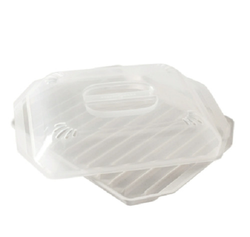 Nordic Ware Microwave Safe Covered Plastic Bacon Rack with Lid, White, 2 Pieces