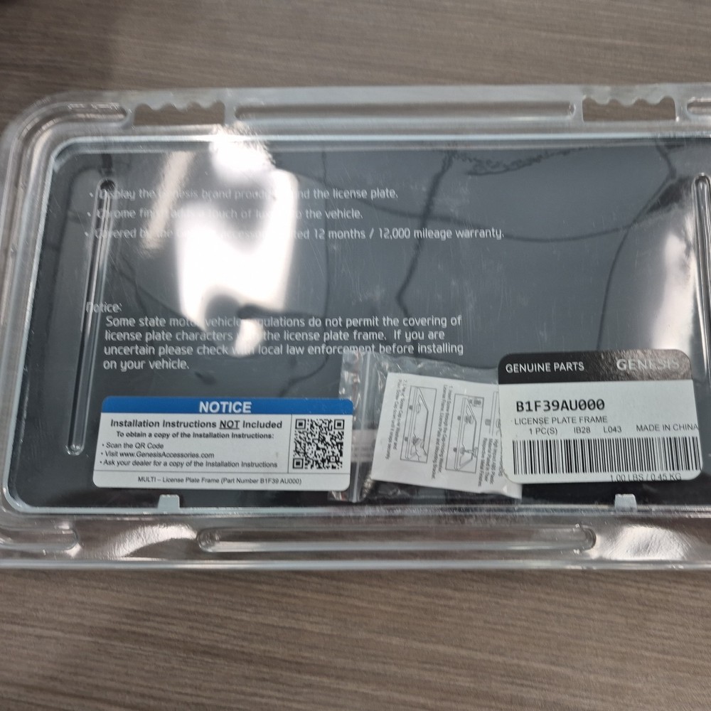 Geniune Genesis Factory License Plate Frame