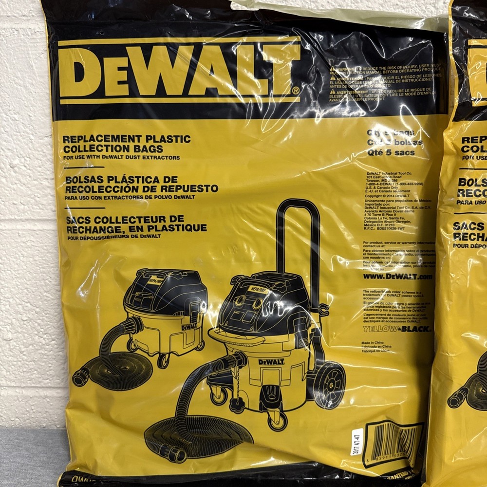 DEWALT DWV9400 Dust Extractor Disposable Plastic Liner - 10 Pack