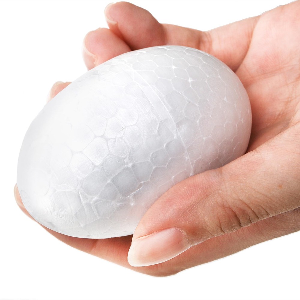 50 Pack 2.75 Inch Craft Foam Eggs, White Smooth Polystyrene Eggs for Christma...